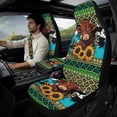 thumbnail image 2 of Xixirimido 5Pcs Car Seat Covers & Seatbelt Covers & Center Console Cover Set Universal Auto Accessories Fit for SUV Sedan Van Truck Leather Front Seat Cover, Ethnic Tribal Cow Sunflower Cowhide, 2 of 8