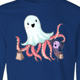 thumbnail image 4 of Inktastic Cute Ghost Octopus Trick or Treating with Bat Long Sleeve Youth T-Shirt, 4 of 5