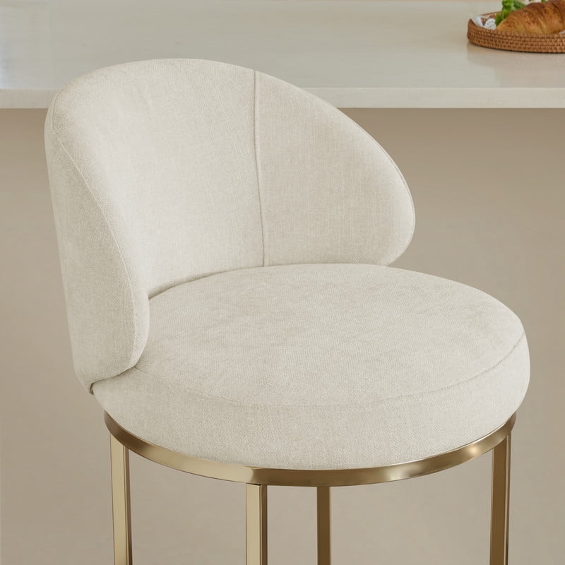 CHITA Upholstered Swivel Counter Bar Stool with Metal Frame and Arched Back