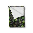 thumbnail image 2 of Spice Soft Flannel Fleece Throw Blanket, Graphical Illustration of Plants Scattered Leaves Plants and Typography, Cozy Plush for Indoor and Outdoor Use, 50" x 70", Night Blue Lime Green, by Ambesonne, 2 of 6