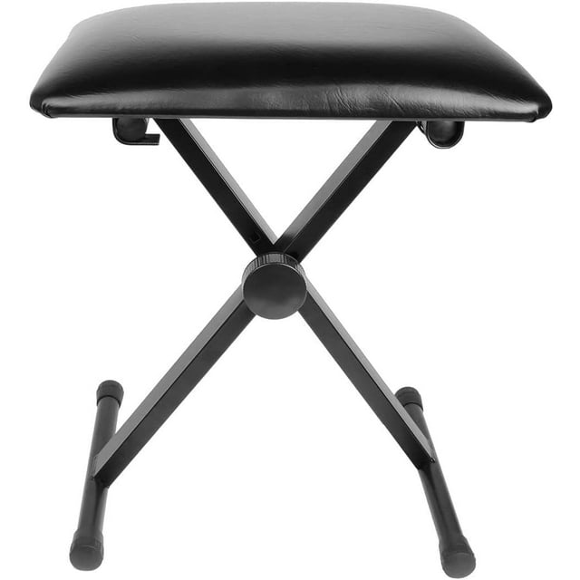 Adjustable Padded Keyboard Piano Bench Seat, X-Style Folding Keyboard Chair with 4-Positions Height Adjustment and Rubber Feet