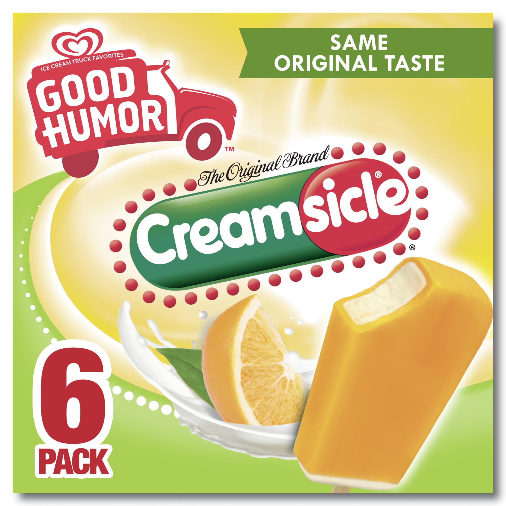 Good Humor Creamy Creamsicle Orange Ice Cream Bars Frozen Desserts, 6 Count