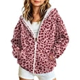thumbnail image 2 of SERTGUTR Girls Leopard Print Hooded Sweatshirt, Zip Up Fleece Jacket with Pockets, Long Sleeve Casual Outerwear, Everyday School Outdoor Warm Coat, 2 of 8