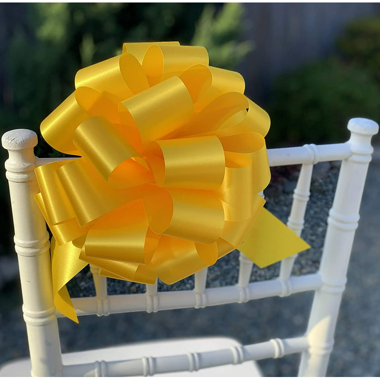 Large Yellow Ribbon Pull Bows - 9 inch Wide, Set of 6, Support Our Troops Ribbons