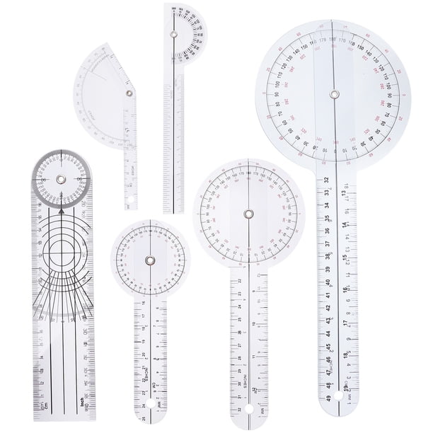 6pcs Angle Regla Goniómetro Regla Médica Goniómetro de plástico Protractor
