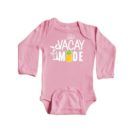 

Inktastic Vacay Mode with Palm Trees Sun and Pineapple Gift Baby Boy or Baby Girl Long Sleeve Bodysuit