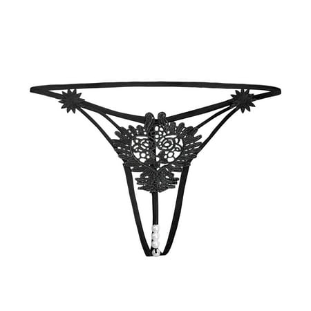 

Odeerbi Reduced Thongs for Women Bikini Seamless Erogenous Lingerie Lace Open Panties G Pants Lingerie Pajamas Lace Underwear Black