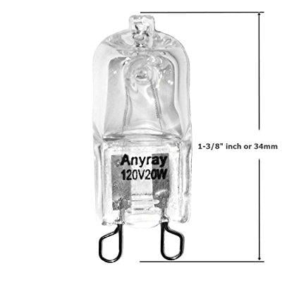 

anyray a1712s (10)-bulbs 20 watt g9 short t4 20w clear halogen light looped 120v 20watt 1-3/8 long