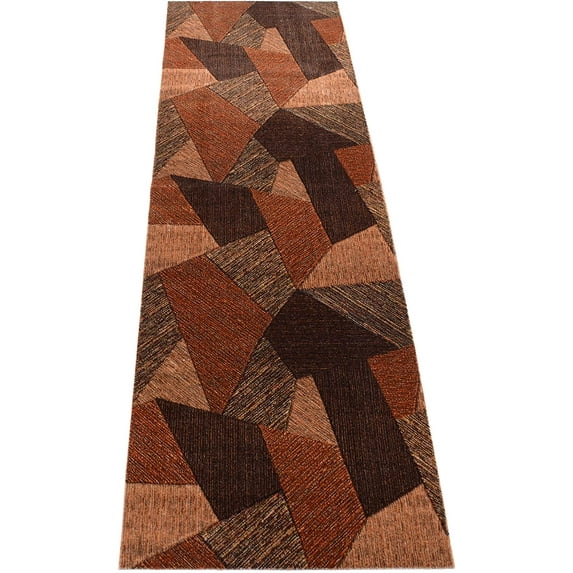 Custom Size Runner Rug Geometric Triangle Patchwork Brown Cut to Size Rug Runner Customize Your Own Runner Rug