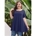 thumbnail image 6 of Womens Plus Size Short Sleeve Casual Summer Round Neck Shirts Tunics for Leggings, 6 of 6