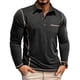 thumbnail image 1 of Blusa y camisa de manga larga con cuello vuelto para hombre, color liso, informal, de moda, para negocios, con botones y solapa, de poliéster., 1 of 9