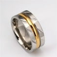 thumbnail image 4 of 8mm Silver&Gold Groove Band Men's Titanium Steel Fashion Jewelry Ring Size 7-13, 4 of 8