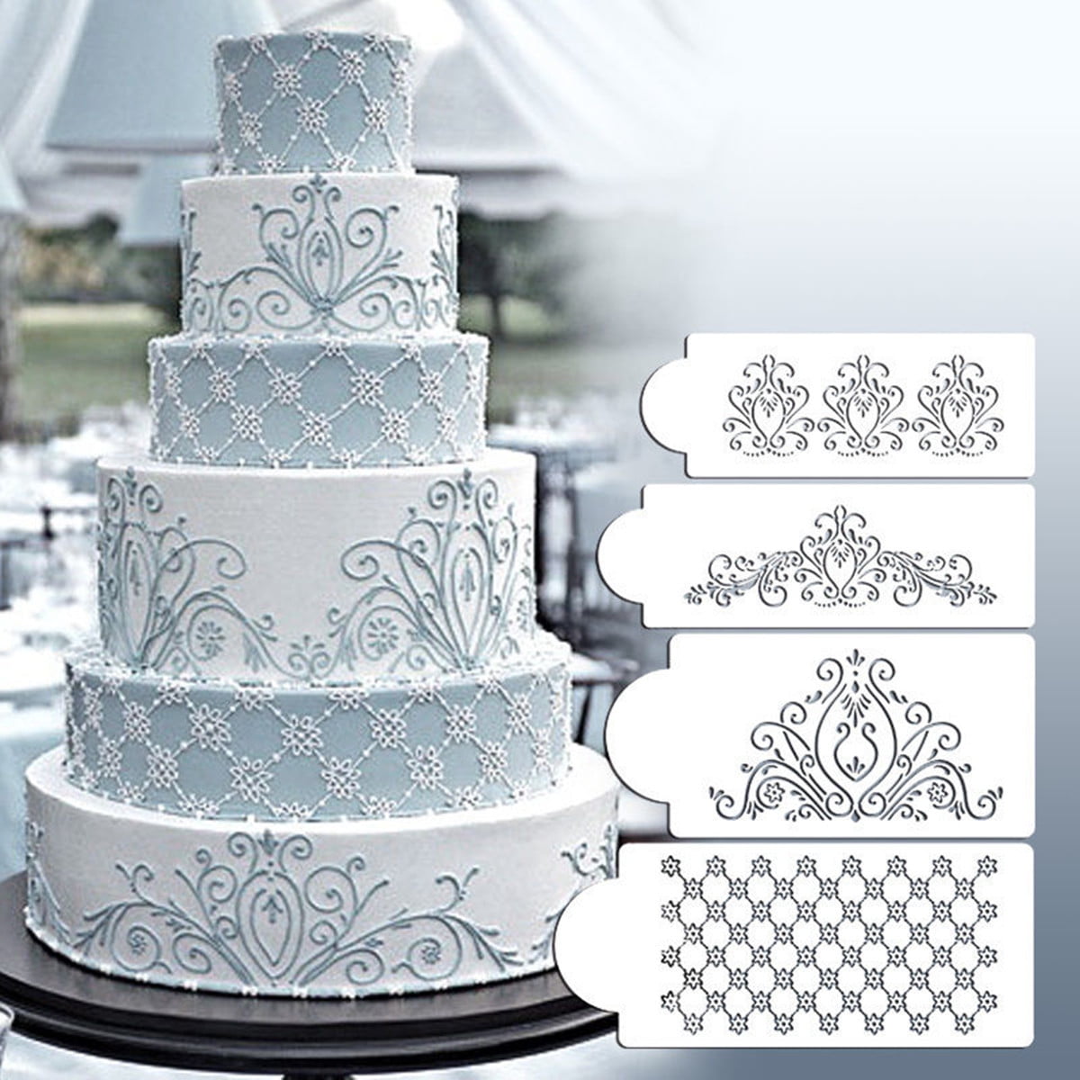 4Pcs Princess Lace Cake Stencil Set Cake Craft Stencils Cake Border 4pcs-princess-lace-cake-stencil-set-cake-craft-stencils-cake-border