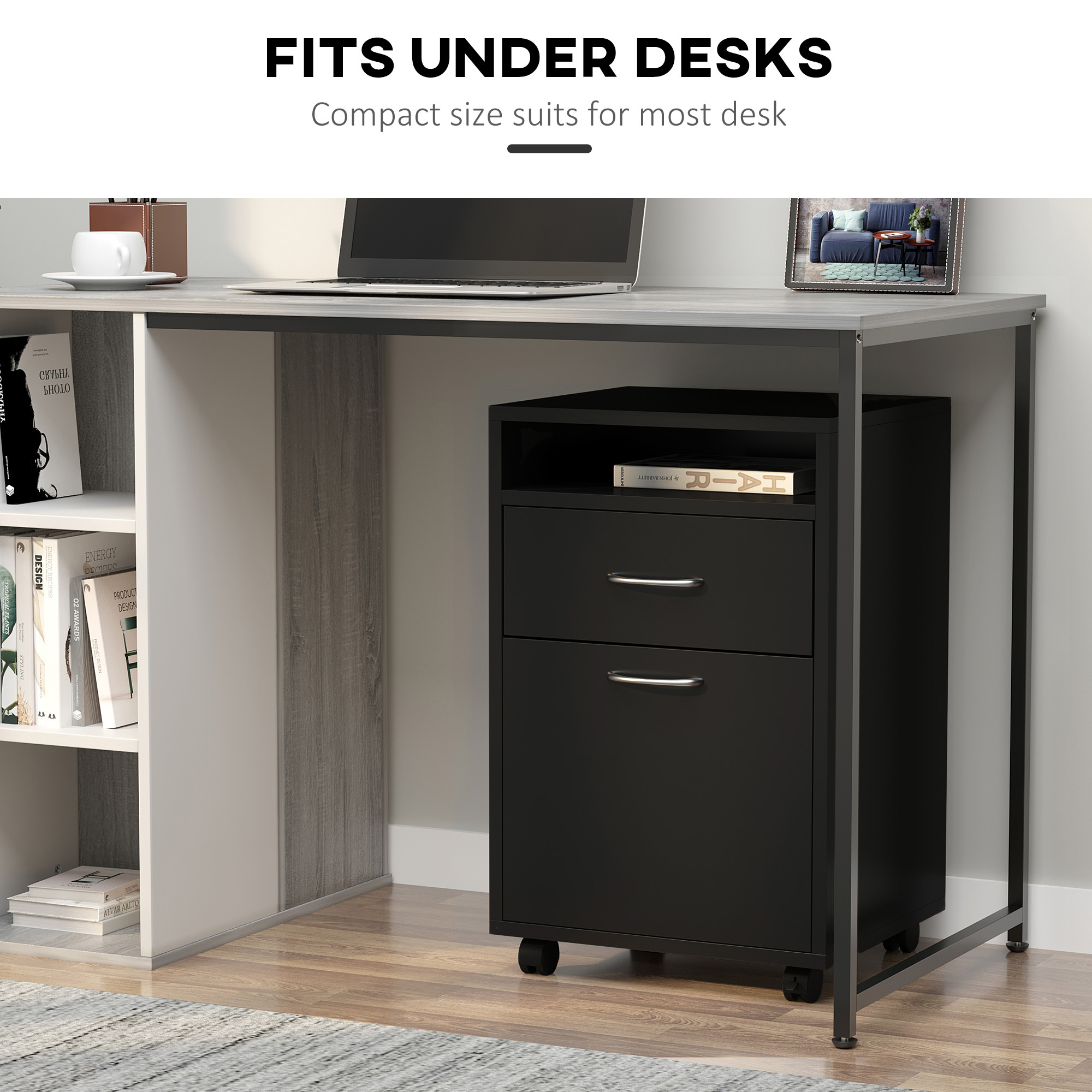 Mobile Storage Cabinet Organizer with Drawer and Cabinet, Printer Stand with Castors