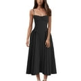 thumbnail image 1 of vestido de bolsillo con tirantes de dopamina estilo corte retro floral de color sólido de moda para mujer negro / xl, 1 of 4