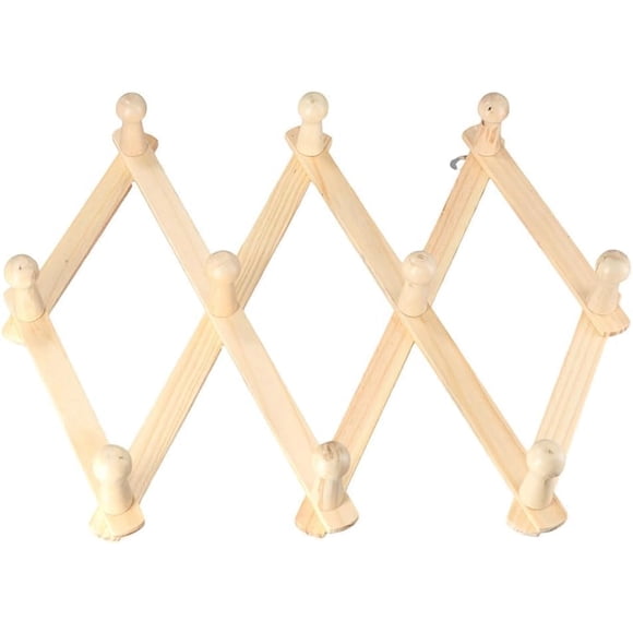 Luxurious Expandable Wooden Coat Rack - Wall Mounted Folding Rack with Multiple Hooks Brown Pack of 3 - Great for all banquet decorations