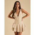 thumbnail image 6 of Apricot Women's Solid Color Deep V-Neck Ruffle Hem Sleeveless Dress,, 6 of 6