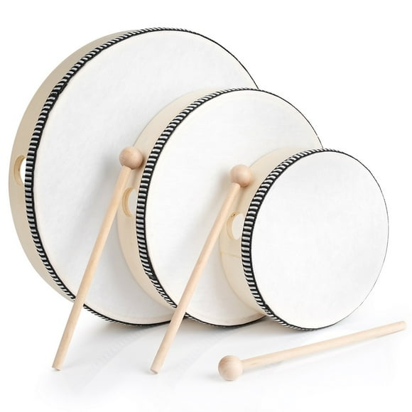 3Pcs Hand Drum, Musical Instruments Toys for Kids Adult with 3 Drumsticks 6 Inch 8 Inch 10 Inch