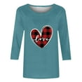 thumbnail image 5 of Penkiiy Women's Valentine's Day Fashion Printed T-shirt 3/4 Sleeves Blouse Round Neck Casual Tops XL Blue, 5 of 5