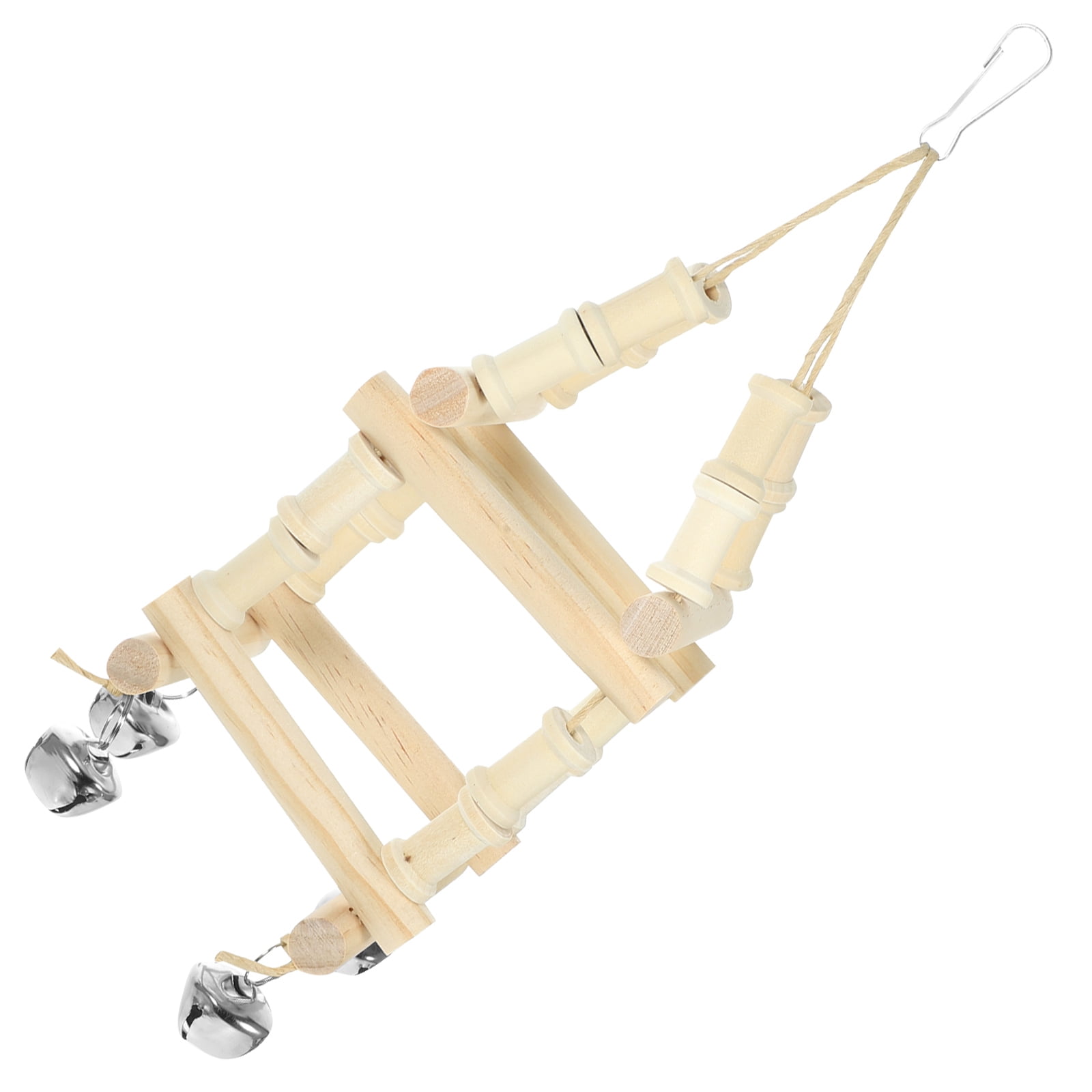 Tineasur Wood Parrot Swing for Birds Encourages Exercise Hanging Beige