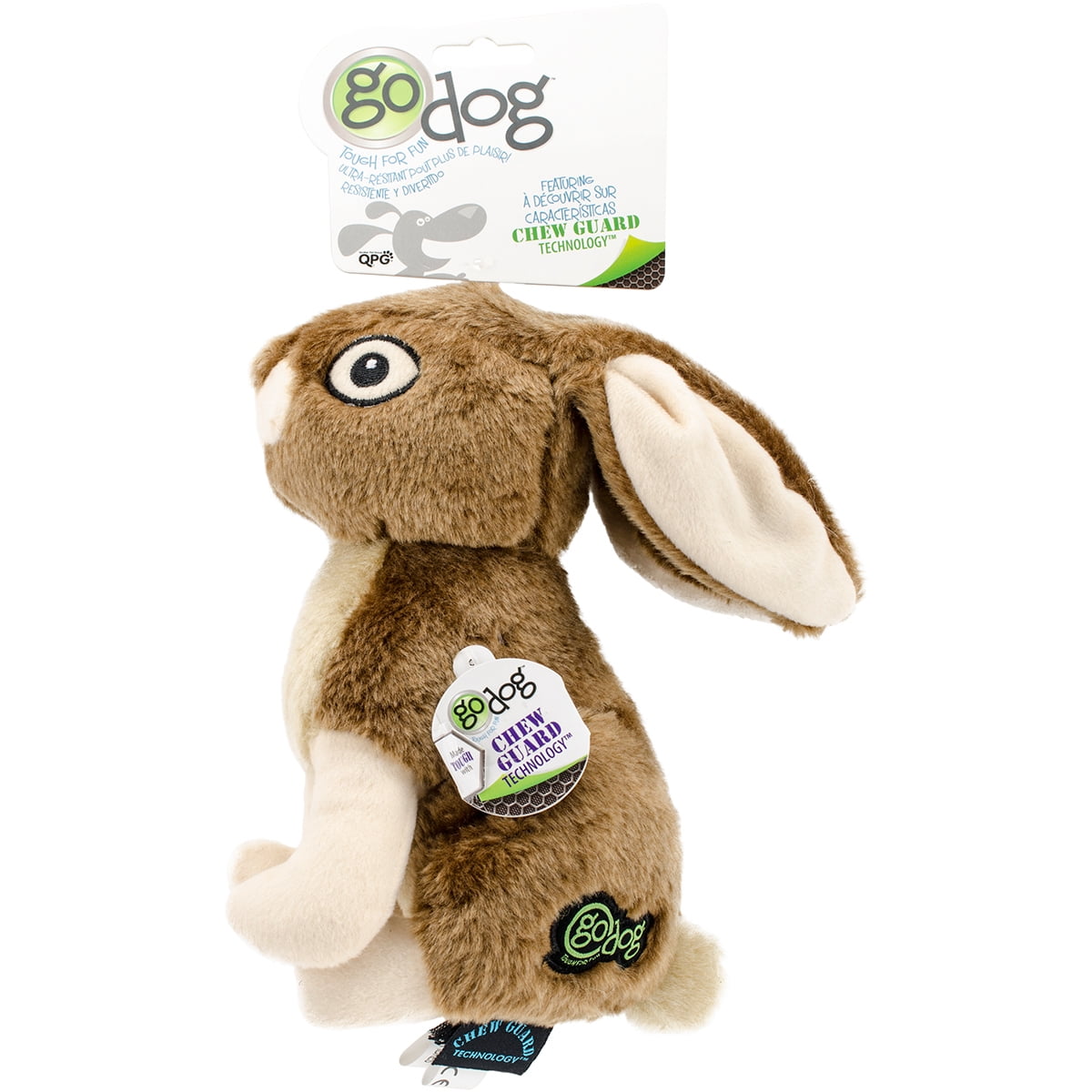 goDog® Wildlife Rabbit with Chew Guard Technology™ Plush Squeaker Dog