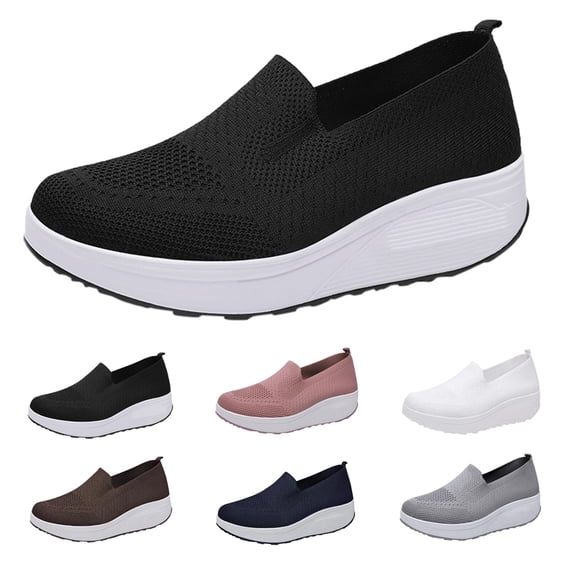 RotHome Orthopedic Walking Shoes for Women, Breathable Woven Slip-On Sneakers with Arch Support, Non-Slip Sole Comfortable Nursing Shoes for Standing All Day