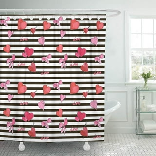 Pink and Black Shower Curtain Pink Bathroom Decor Lips Bath Decor