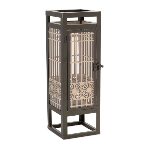Melrose International Candle Holder 5"SQ x 15"H Iron/Wood