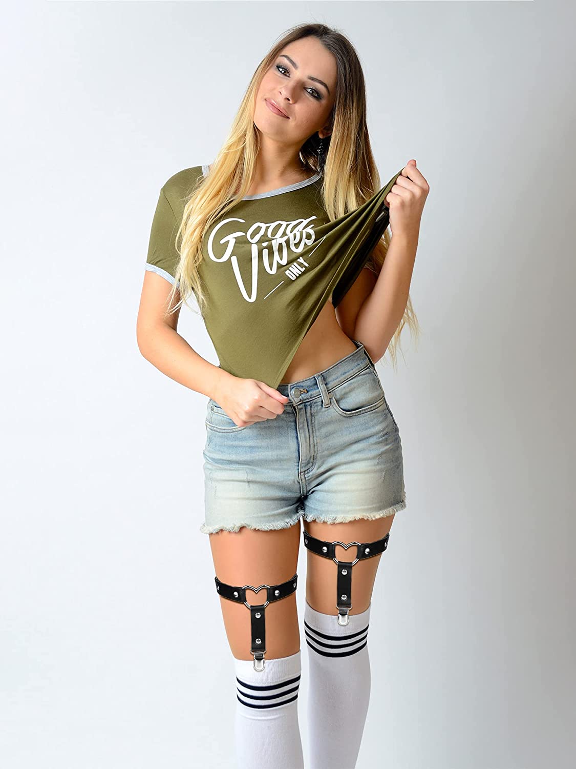 NETSENG6 Pieces Heart Garter Set Rivet 