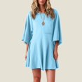 thumbnail image 2 of HXWCHs Denim Jumpsuits for Women, Women's Casual Loose Fit Short Sleeve Romper Jumpsuit Dress Featuring Convenient Side Pockets S Blue, 2 of 8