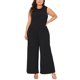 thumbnail image 2 of Mono de mujer de talla grande Agnes Orinda, sin mangas, con cuello redondo, pantalones anchos, overoles casuales de verano con bolsillo 4X negro, 2 of 6