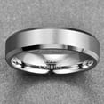 thumbnail image 2 of 6mm Silver Tungsten Rings for Men Women Matte Finish Wedding Band with Beveled Edges, 2 of 6