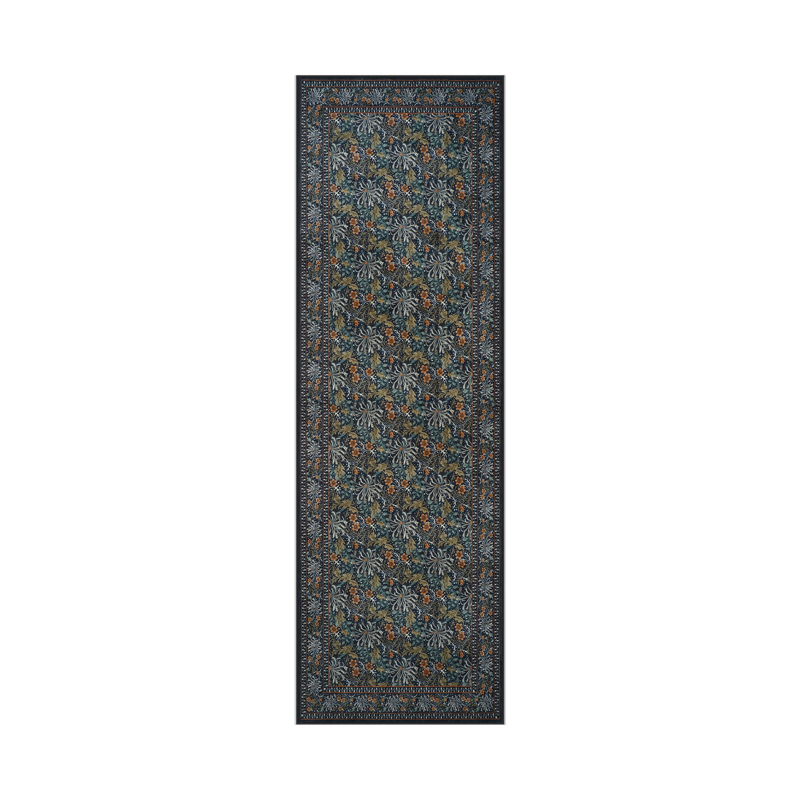 SUNDEREY 2'6"x8' Vintage Floral Kitchen Rug,Runner Rugs 2.6x8ft Boho Hallway Rug,Non Slip Washable Rug,Soft Non-Slip Khaki Indoor Carpet for Entryway Laundry Bedroom,Dark Green