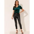 thumbnail image 4 of DARING DIVA Women's Velvet Top Short Sleeve Casual T-Shirt XS Lake Green, 4 of 6