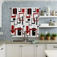 thumbnail image 4 of Abstract Geometric Squares Art Black Red Rod Pocket Short Curtain Half-Curtain For Home Kitchen Door Drape Cafe Small Window, 4 of 6