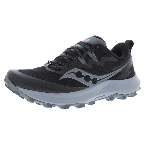 Saucony Women's Peregrine 14 Sneaker, Black/Carbon, 7.5