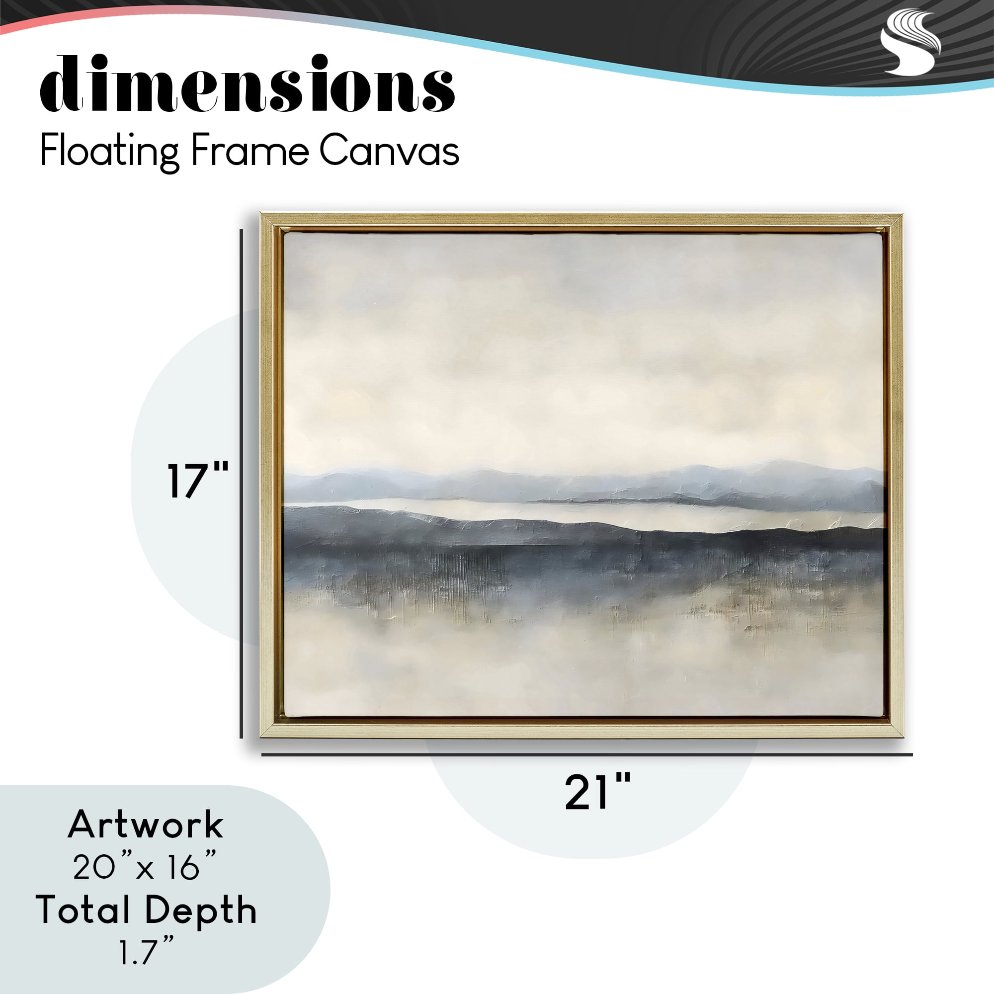Stupell Industries Misty Muted Horizon Gold Framed Floater Canvas Wall Art, design by Riley B
