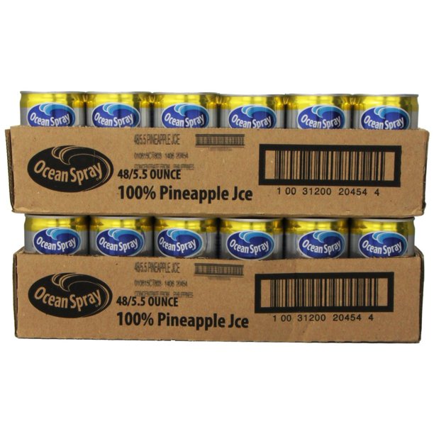 48 PACKS Ocean Spray Pineapple Juice 100, 5.5Ounce Cans Walmart