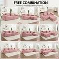 thumbnail image 3 of 153'' Oversized Boneless Couch, U-Shaped Modular Sectional Sofa, Upholstered Corduroy Sofa, Double Chaise Lounge, 4 Pillows, 6-Seater Deep Cloud Couches for Living Room, Apartment, Pink, 3 of 11