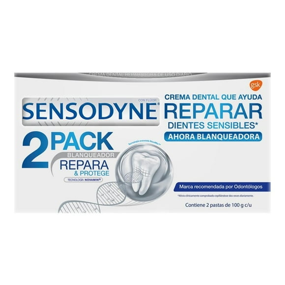 Pasta dental Sensodyne para sensibilidad repara & protégé 2 pzas 100g c/u