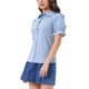 thumbnail image 4 of BLUSA VINTAGE CON COLLAR PETER PAN INSPIRADA CHIC PARA MUJER 2023 CAMISA DE MANGA CORTA CON BOTONES L AZUL CLARO, 4 of 6