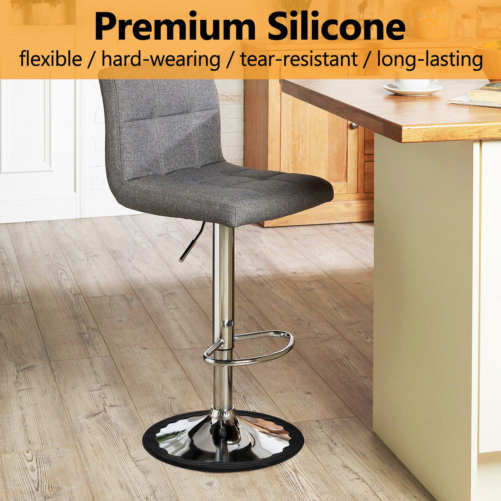 Fukushima Bar Stool Leg Protectors Ring - 2Pcs Non-Slip Silicone Chair Leg Floor Protectors, Protect Wooden Floors, Prevent Scratches and Noise - Fits 14.5" to 16.5" Bar Stools