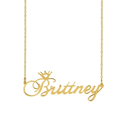 Personalized Sterling Silver or 14K Gold Plated Crown Name Necklace 18