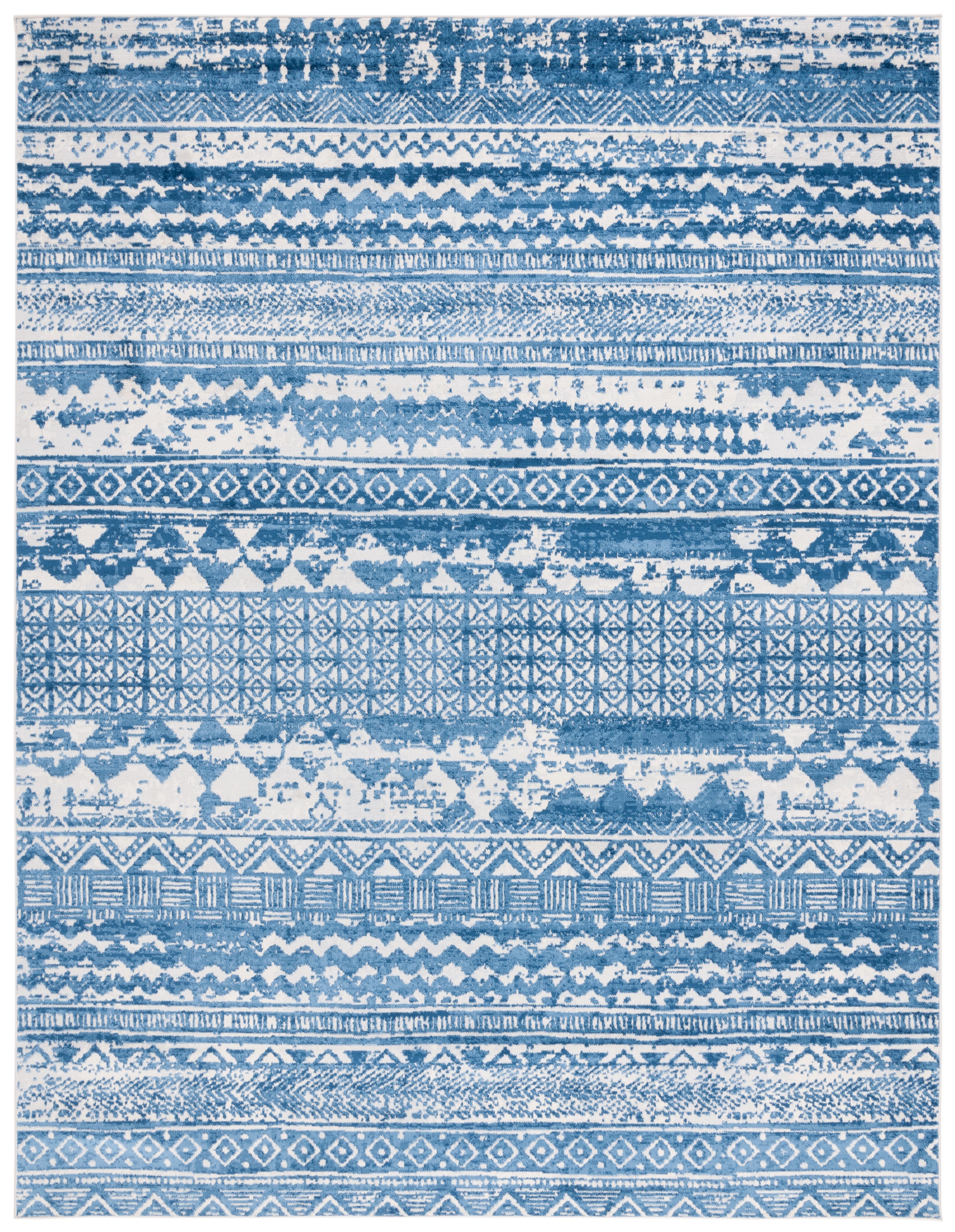 SAFAVIEH Brentwood Rubye Distressed Area Rug, Blue/Ivory, 8' x 10'