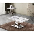 thumbnail image 2 of Genuine White Marble 2pc Coffee Table Set with Silver Stainless Steel Base, 2 of 4