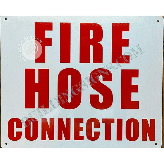 FIRE Hose Connection Sign (White, Reflective, Aluminium 10X12,Rust Free) (ref-2201)