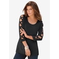 thumbnail image 2 of Roaman's Women's Plus Size Ultimate Lattice Sleeve Tee, 2 of 6