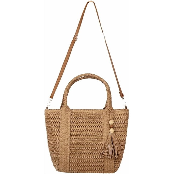 CoCoMangos Women Straw Tote Bags Rattan Crossbody Bag Summer Beach Weave Shoulder Purse Tassel