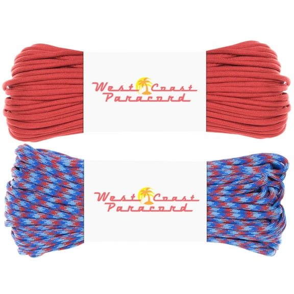 West Coast Paracord SAVE AND BUNDLE - 200 Foot Value Pack - Two 100' Hanks of 550 Paracord - Fun Color Combinations Available