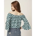 thumbnail image 2 of Moomaya Printed Off-Shoulder Top, WomenS Long Bell Sleeve Crop Top Blouse, 2 of 8